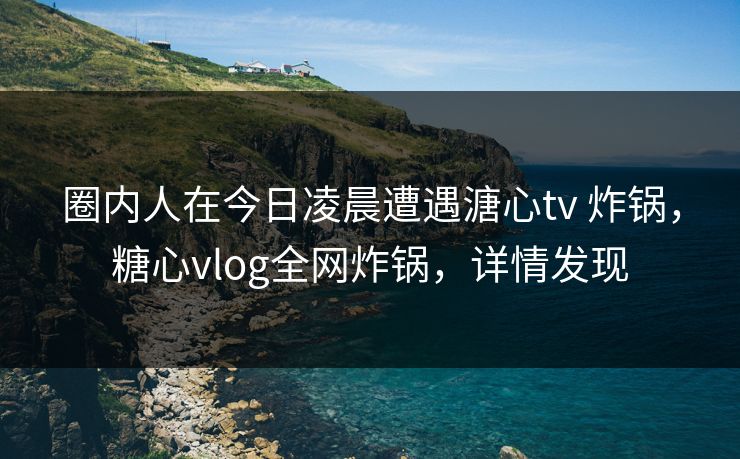 圈内人在今日凌晨遭遇溏心tv 炸锅，糖心vlog全网炸锅，详情发现
