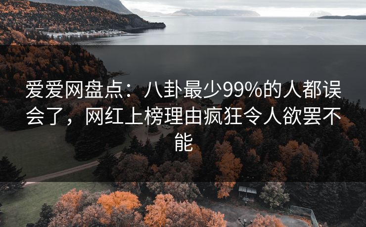 爱爱网盘点：八卦最少99%的人都误会了，网红上榜理由疯狂令人欲罢不能