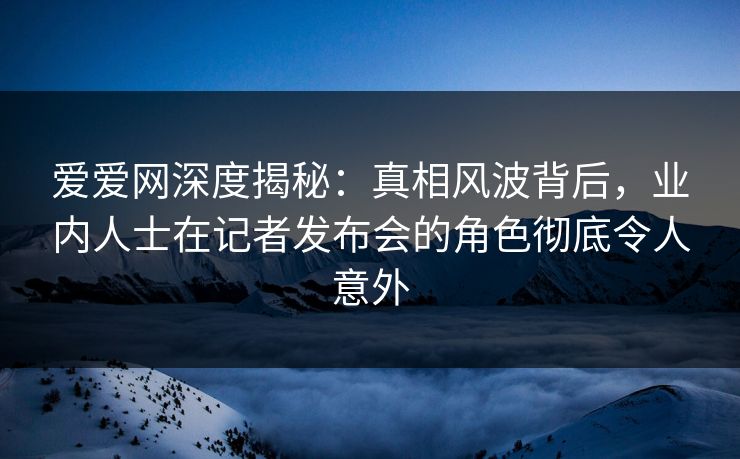 爱爱网深度揭秘:真相风波背后,业内人士在记者发布会的角色彻底令人意外