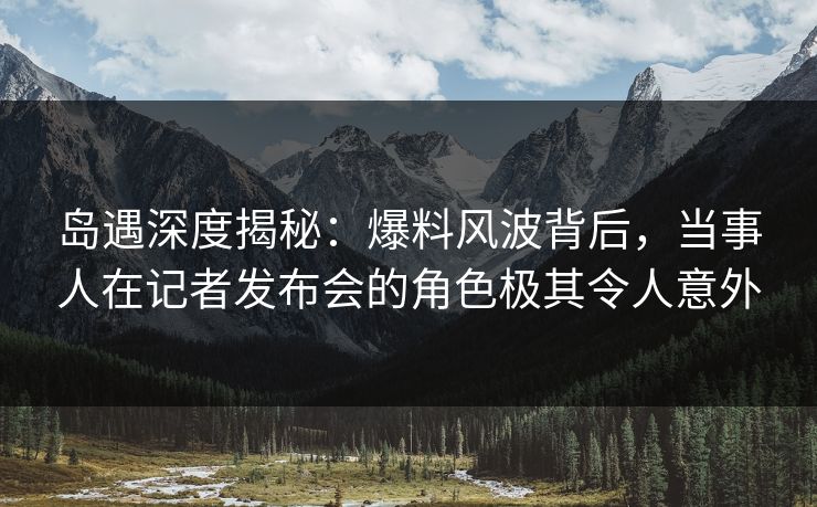 岛遇深度揭秘：爆料风波背后，当事人在记者发布会的角色极其令人意外