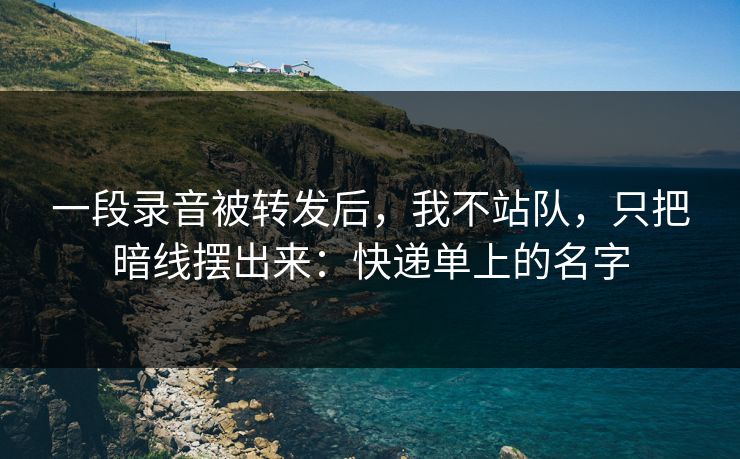 一段录音被转发后，我不站队，只把暗线摆出来：快递单上的名字