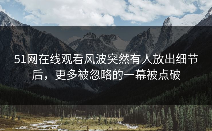 51网在线观看风波突然有人放出细节后，更多被忽略的一幕被点破